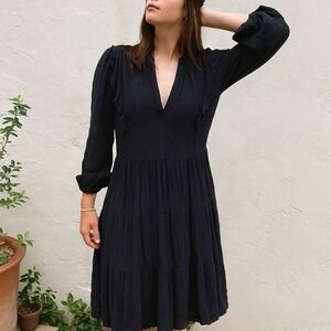 Anthropologie Amadi Dress Womens Small Black‎ Ruffle Tiered Bohemian Preppy